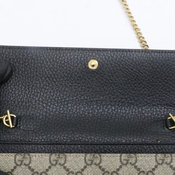 Gucci GG Marmont Bi Color Wallet on Chain Ebony Black Beige - Picture 10 of 15